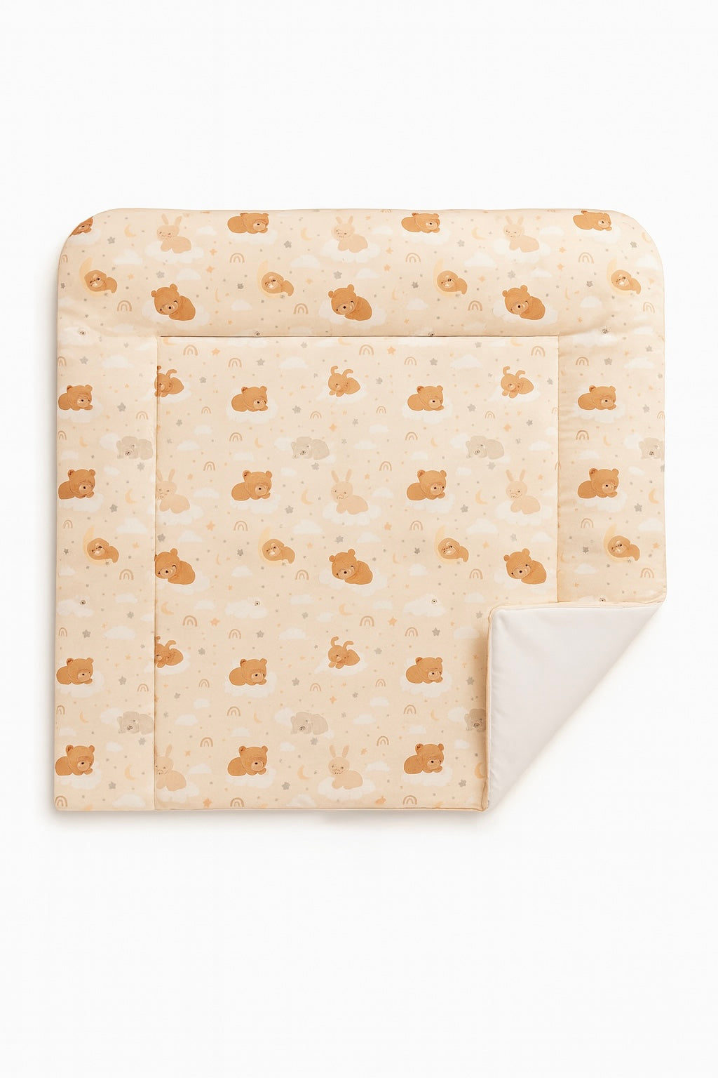 Wickelauflage zweiseitige Wickelunterlage - Wasserdicht, Premium Baumwolle, Tiere, Wolken, Baby Kinder 75x75 cm
