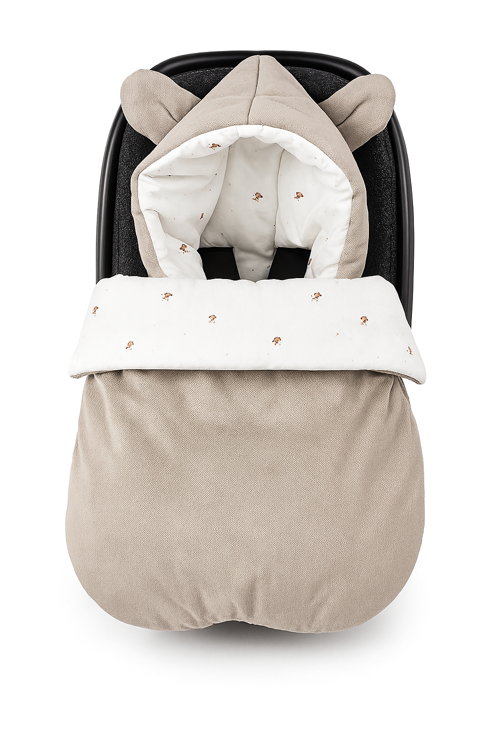 Winterfußsack Fußsack Babyschale Winter Herbst Babyfußsack warm, Einschlagdecke Baby Kinderwagen Bett Wiege Buggy universal 3-Punt und 5-Punkt Gurt BEIGE