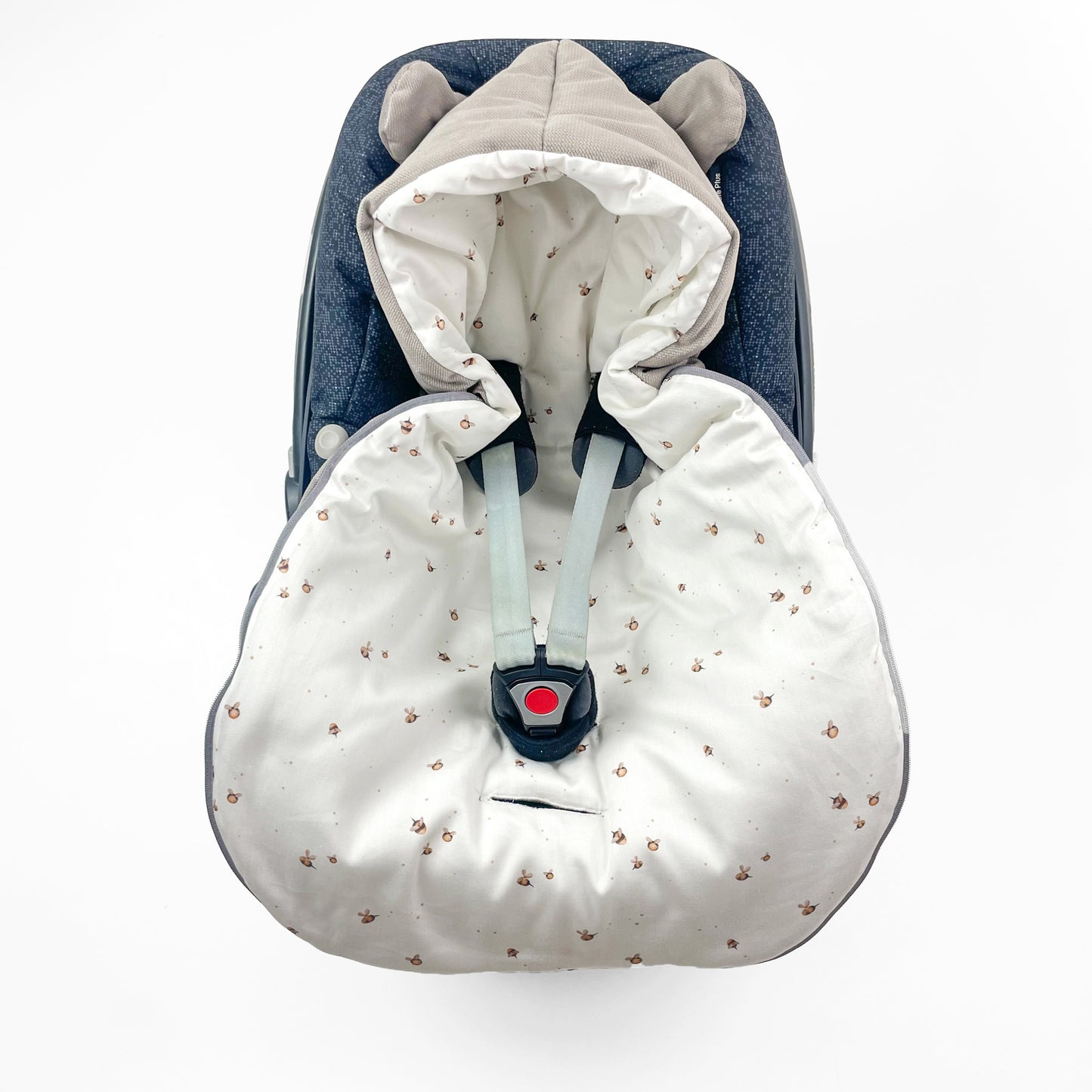 Winterfußsack Fußsack Babyschale Winter Herbst Babyfußsack warm, Einschlagdecke Baby Kinderwagen Bett Wiege Buggy universal 3-Punt und 5-Punkt Gurt BEIGE