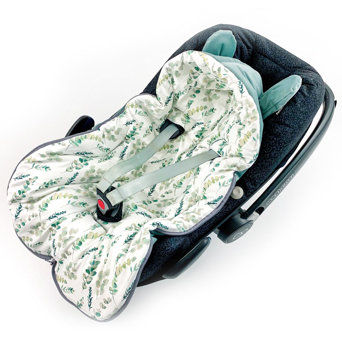 Winterfußsack Fußsack Babyschale Winter Herbst Babyfußsack warm, Einschlagdecke Baby Kinderwagen Bett Wiege Buggy universal 3-Punkt und 5-Punkt Gurt EUKALYPTUS