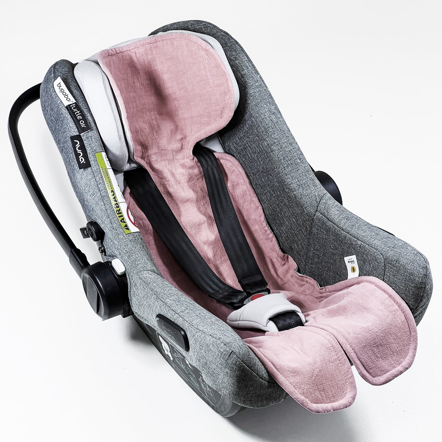 Atmungsaktive Sitzauflage für Babyschale Kinderautositz Kinderwagen Antischwitz, universal Gruppe 0+ (0-13kg) Gruppe I (9-18kg) LEINEN