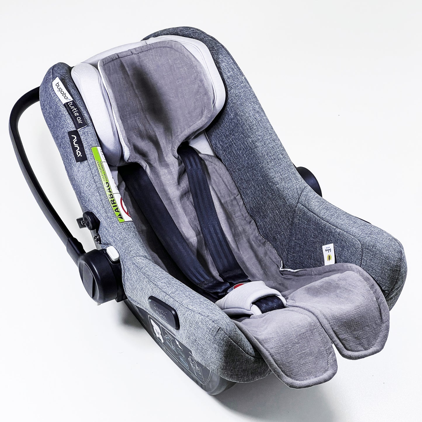 Atmungsaktive Sitzauflage für Babyschale Kinderautositz Kinderwagen Antischwitz, universal Gruppe 0+ (0-13kg) Gruppe I (9-18kg) LEINEN