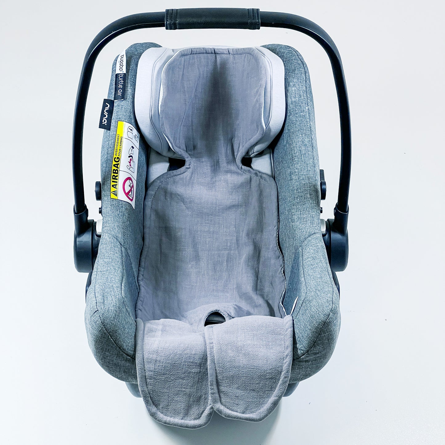 Atmungsaktive Sitzauflage für Babyschale Kinderautositz Kinderwagen Antischwitz, universal Gruppe 0+ (0-13kg) Gruppe I (9-18kg) LEINEN
