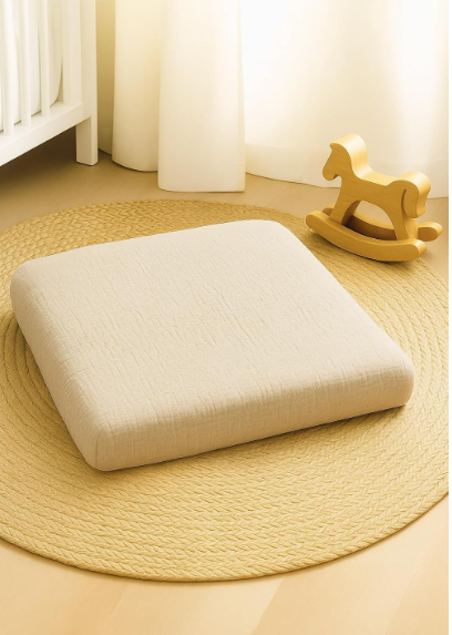 Wickelauflagenbezug 100% Baumwolle Musselin Bezug für Wickelauflage 85x75 und 75x75 cm – weicher Wickeauflagenüberzug, atmungsaktiv & waschbar (beige)