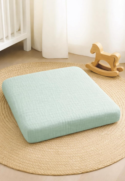 Wickelauflagenbezug 100% Baumwolle Musselin Bezug für Wickelauflage 85x75 und 75x75 cm – weicher Wickeauflagenüberzug, atmungsaktiv & waschbar (mint)