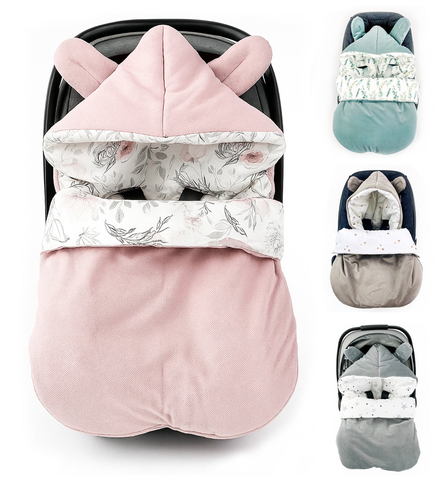 Winterfußsack Fußsack Babyschale Winter Herbst Babyfußsack warm, Einschlagdecke Baby Kinderwagen Bett Wiege Buggy universal 3-Punkt und 5-Punkt Gurt ROSA