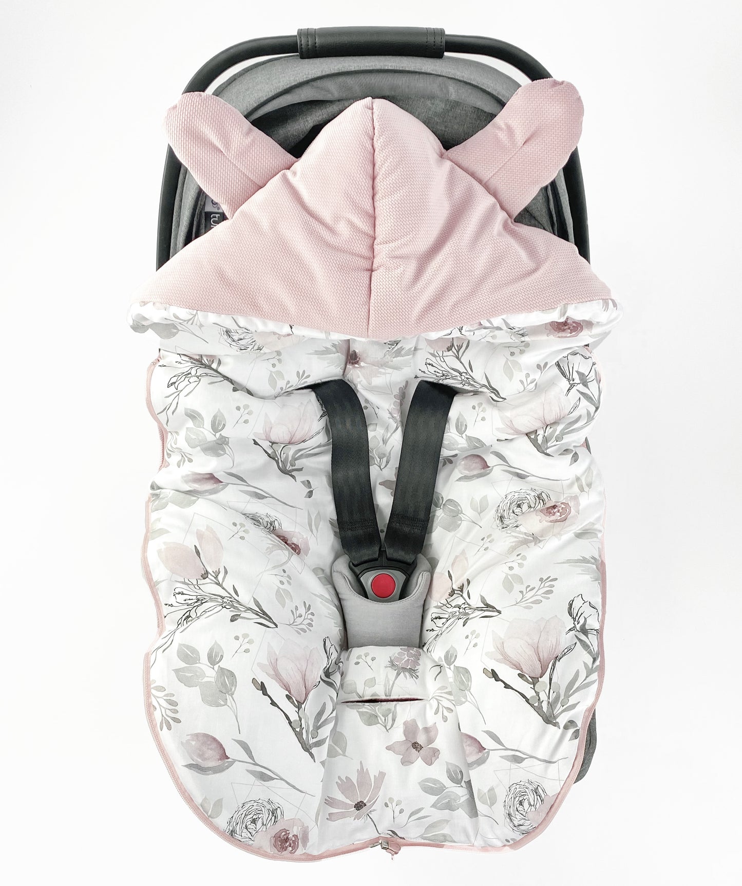 Winterfußsack Fußsack Babyschale Winter Herbst Babyfußsack warm, Einschlagdecke Baby Kinderwagen Bett Wiege Buggy universal 3-Punkt und 5-Punkt Gurt ROSA