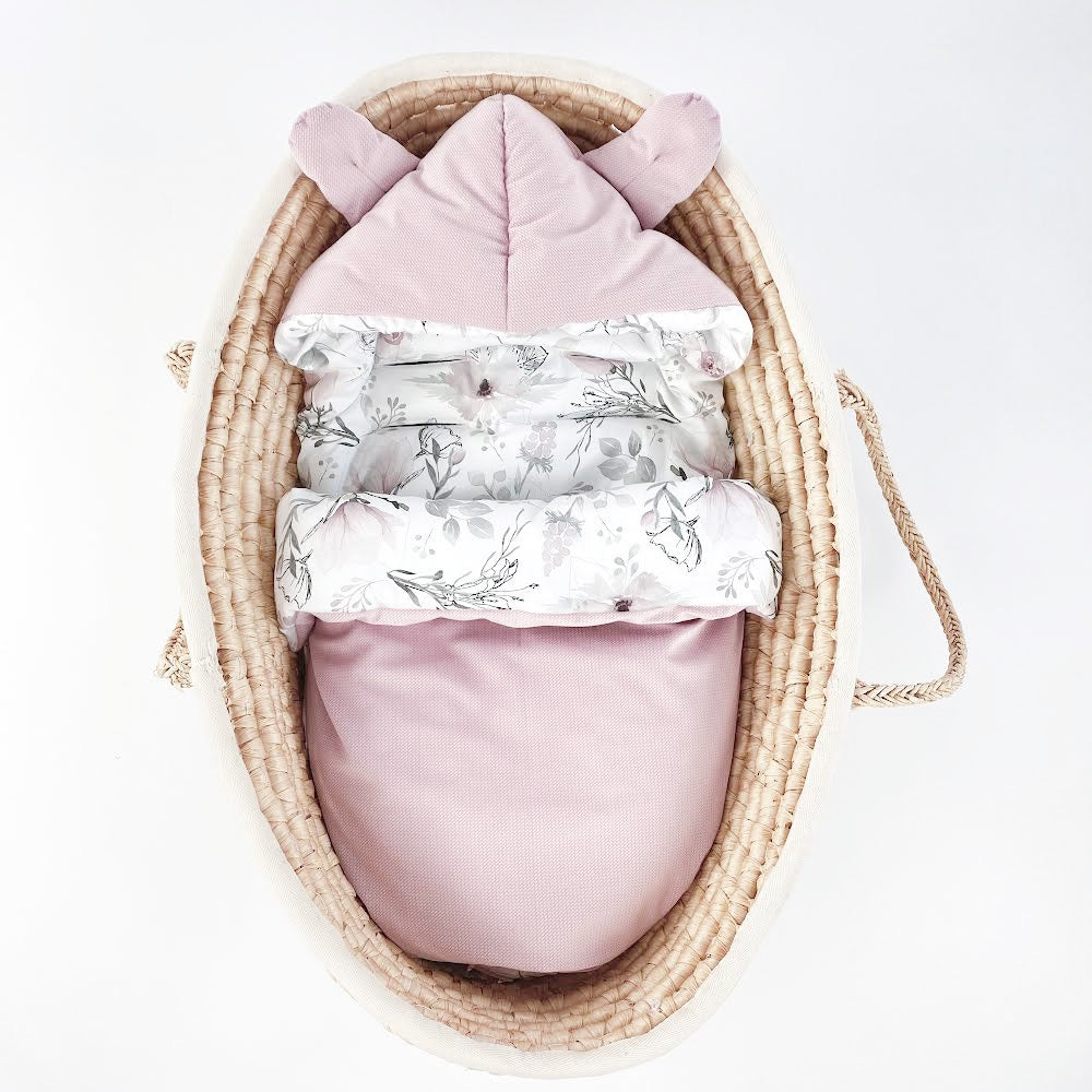 Winterfußsack Fußsack Babyschale Winter Herbst Babyfußsack warm, Einschlagdecke Baby Kinderwagen Bett Wiege Buggy universal 3-Punkt und 5-Punkt Gurt ROSA