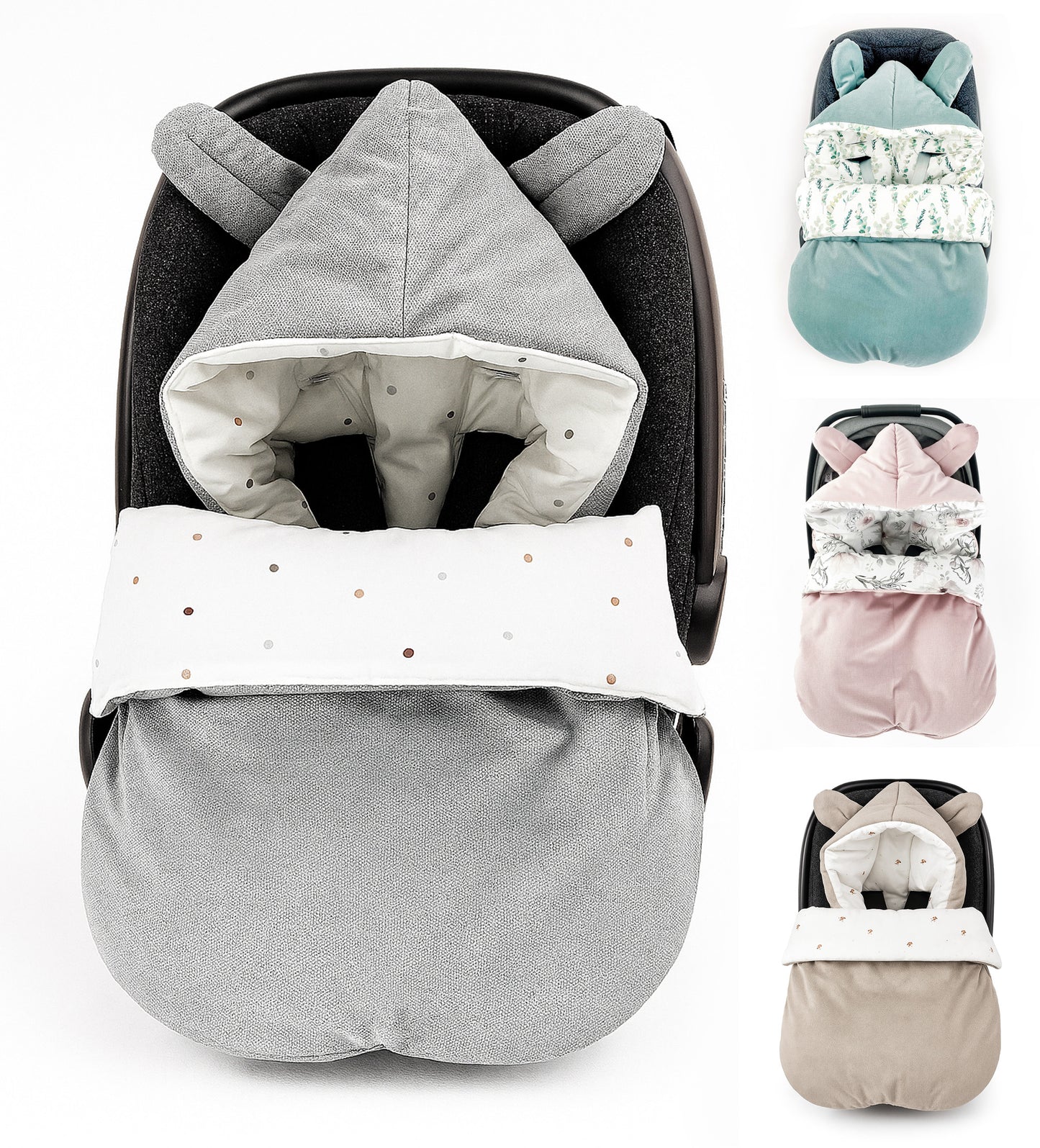Winterfußsack Fußsack Babyschale Winter Herbst Babyfußsack warm, Einschlagdecke Baby Kinderwagen Bett Wiege Buggy universal 3-Punkt und 5-Punkt Gurt GRAU