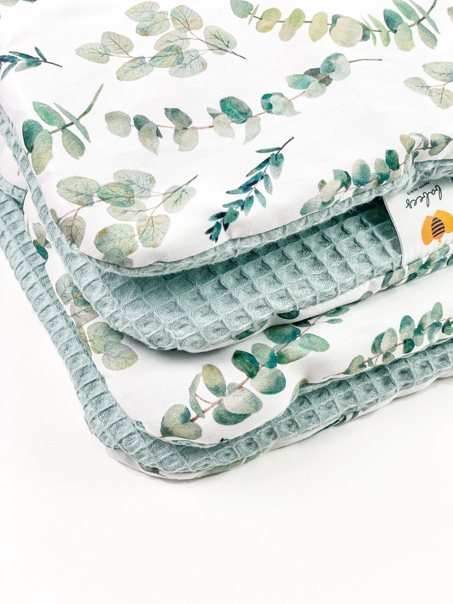 Babydecke 100x75 cm Kuscheldecke 100% Baumwolle Waffelstoff Warm Eukalyptus