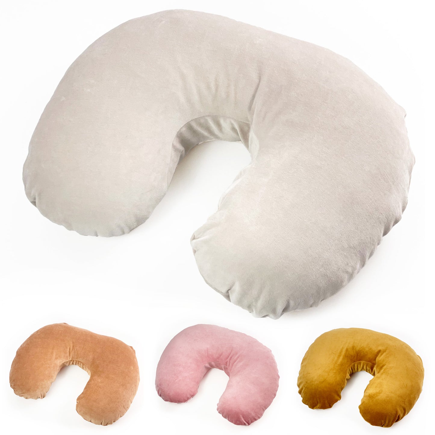 Stillkissen Premium Velour Stillkissen mit Bezug Babynestchen Kuschelnest Ecru