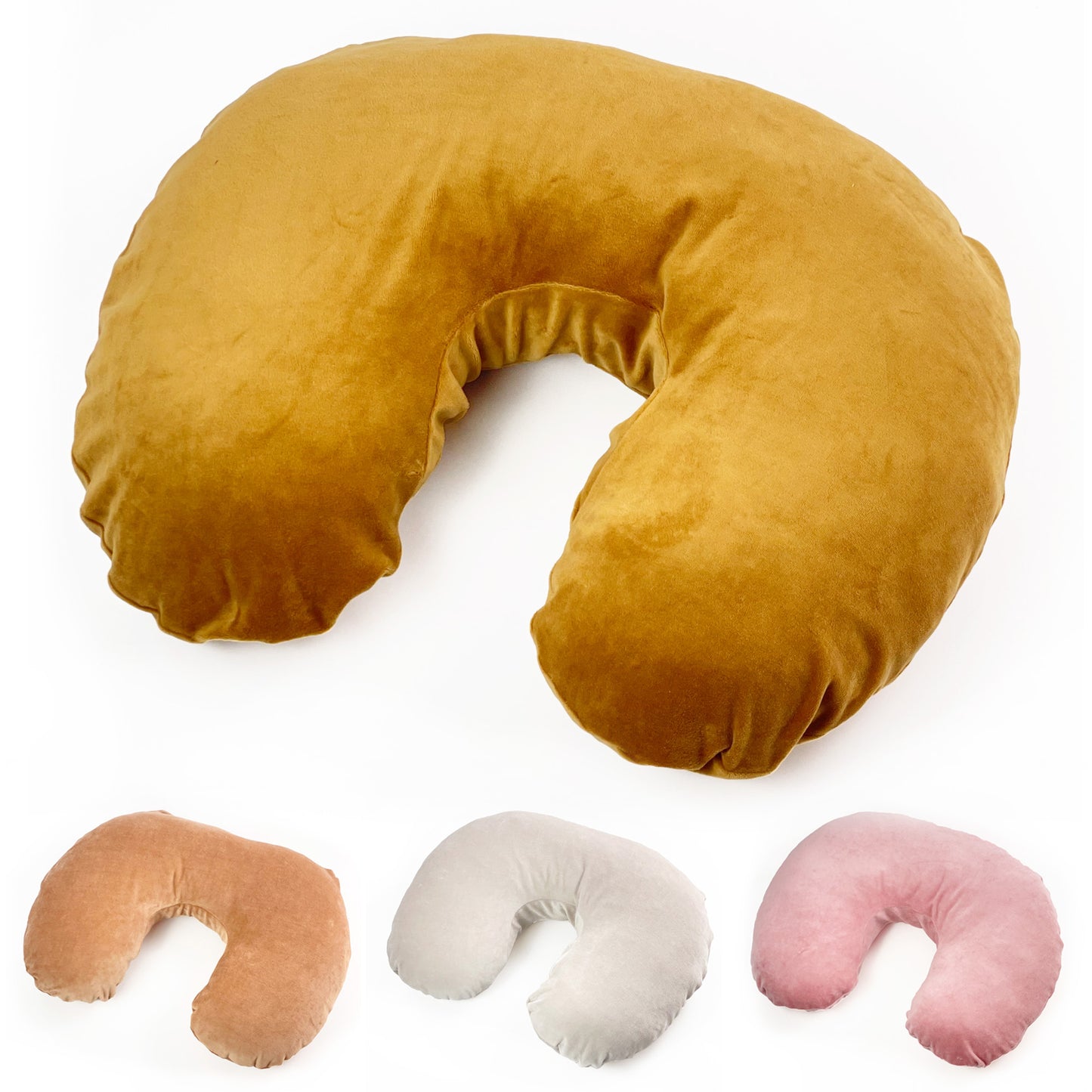 Stillkissen Premium Velour Stillkissen mit Bezug Babynestchen Kuschelnest Karamell