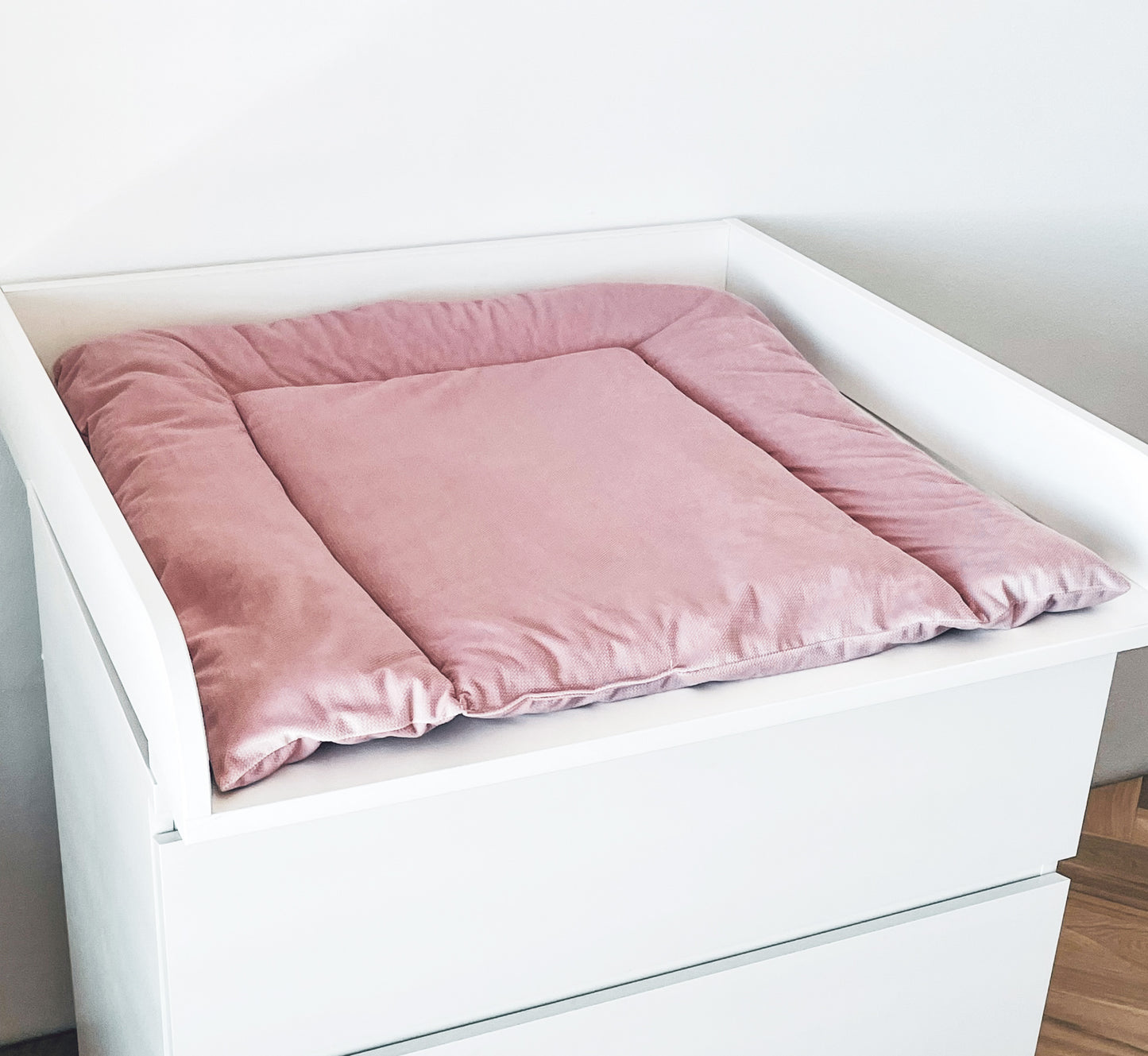 Wickelauflage Wickelunterlage 75x75 cm Velvet Samt Rosa Altrosa Mädchen Baby Kinder zweiseitig