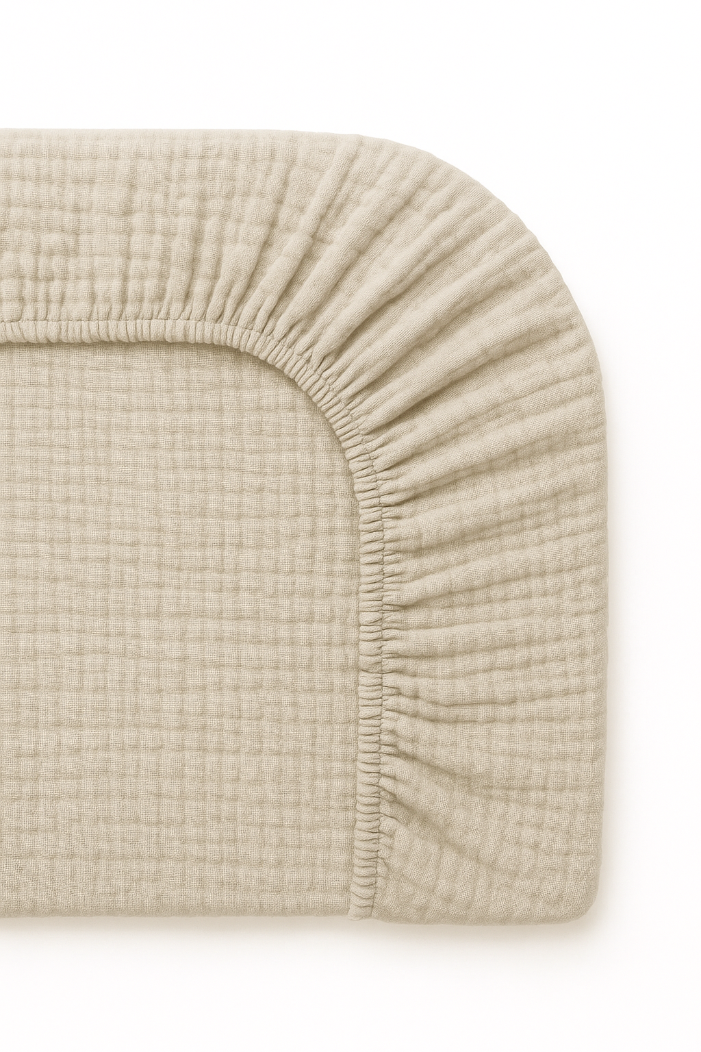 Wickelauflagenbezug 100% Baumwolle Musselin Bezug für Wickelauflage 85x75 und 75x75 cm – weicher Wickeauflagenüberzug, atmungsaktiv & waschbar (beige)