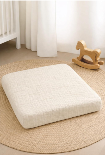 Wickelauflagenbezug 100% Baumwolle Musselin Bezug für Wickelauflage 85x75 und 75x75 cm – weicher Wickeauflagenüberzug, atmungsaktiv & waschbar (cream)