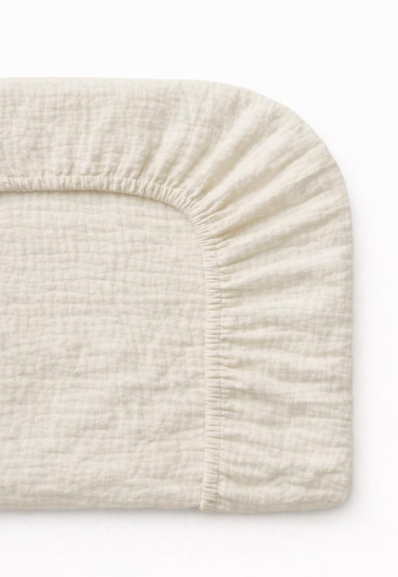 Wickelauflagenbezug 100% Baumwolle Musselin Bezug für Wickelauflage 85x75 und 75x75 cm – weicher Wickeauflagenüberzug, atmungsaktiv & waschbar (cream)