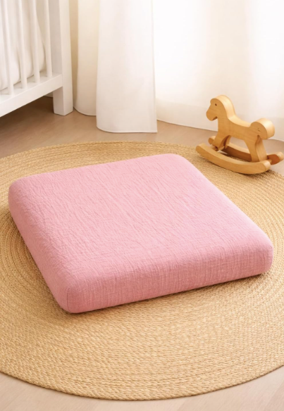 Wickelauflagenbezug 100% Baumwolle Musselin Bezug für Wickelauflage 85x75 und 75x75 cm – weicher Wickeauflagenüberzug, atmungsaktiv & waschbar (rosa)