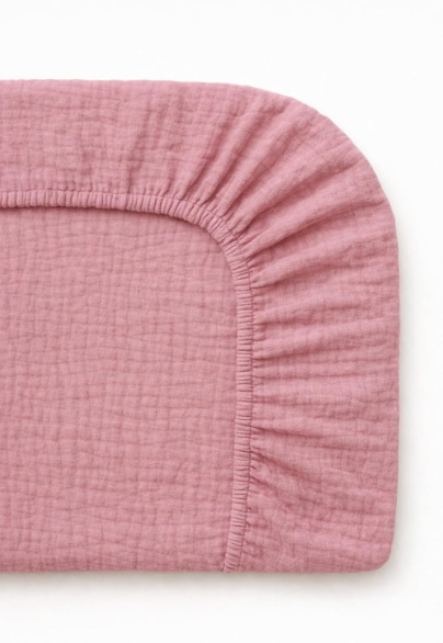 Wickelauflagenbezug 100% Baumwolle Musselin Bezug für Wickelauflage 85x75 und 75x75 cm – weicher Wickeauflagenüberzug, atmungsaktiv & waschbar (rosa)